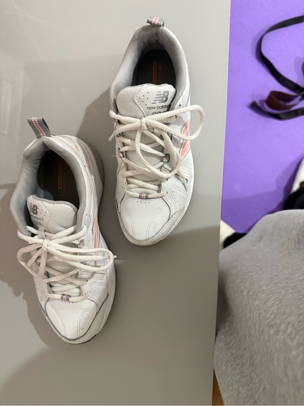 New Balance White and Pink Casual Sneakers